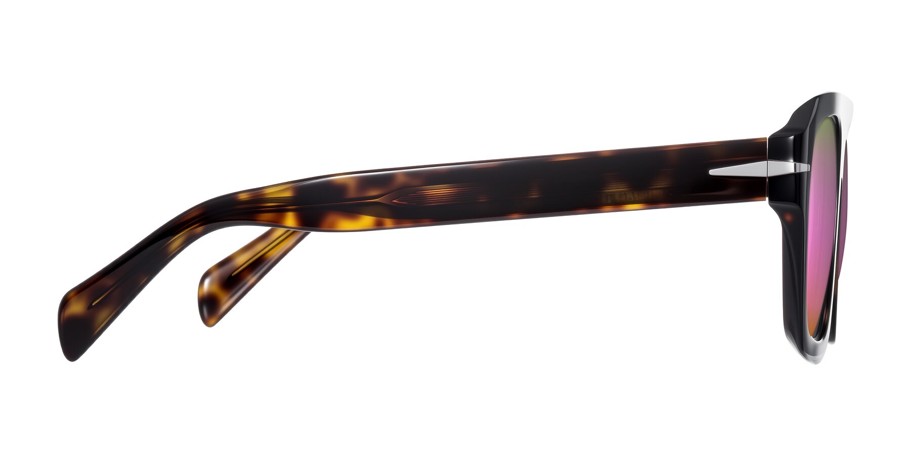 Side of Petenwell in Dark Tortoise with Pink Mirrored Lenses