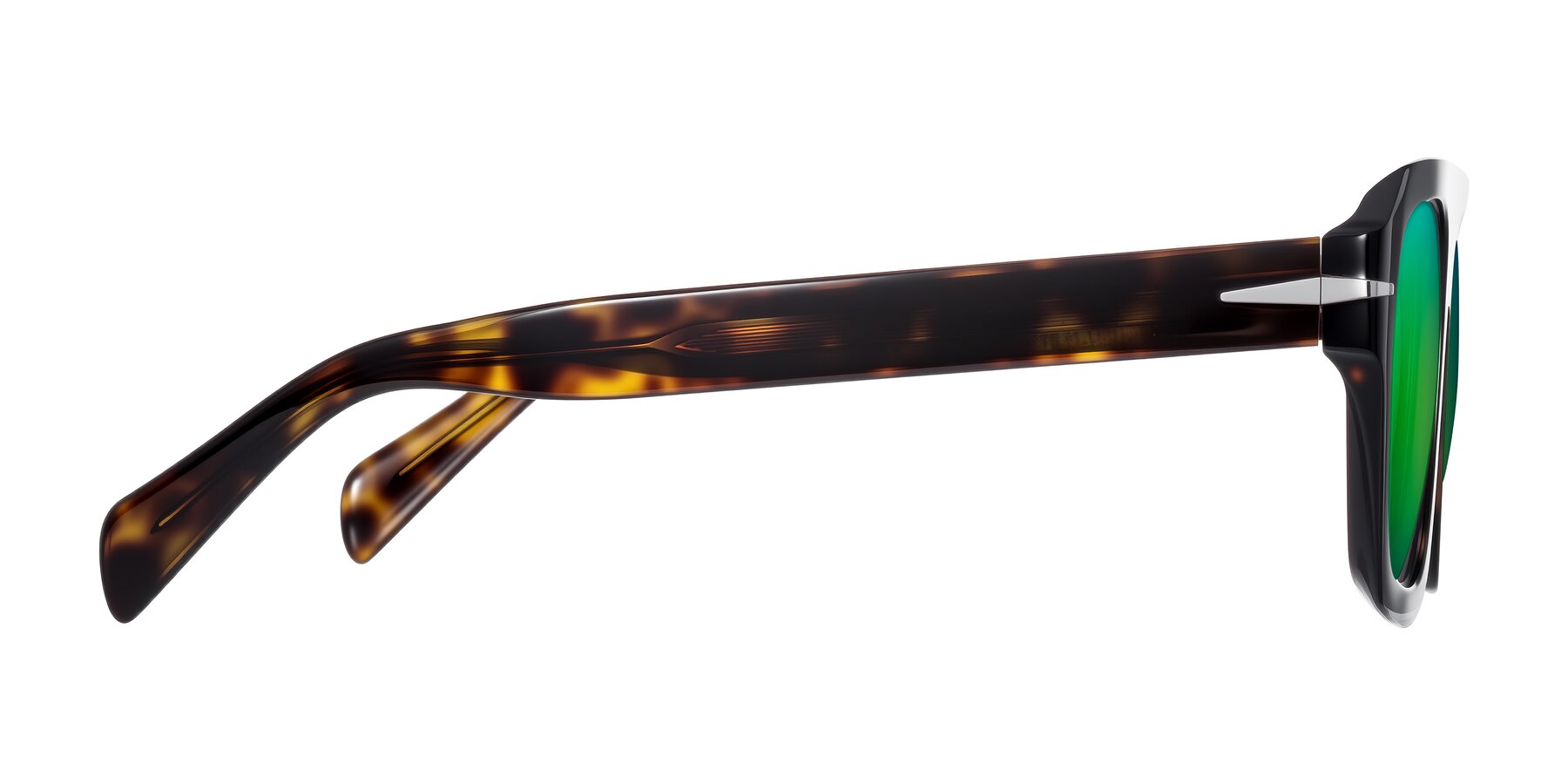 Side of Petenwell in Dark Tortoise with Green Mirrored Lenses