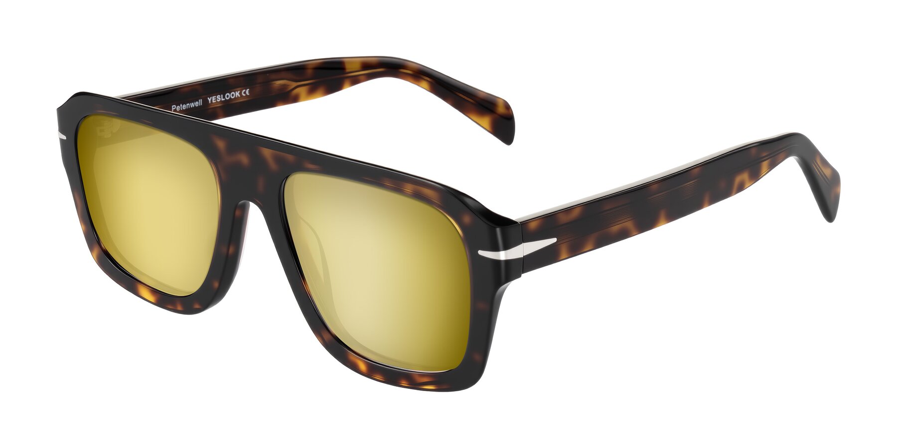 Angle of Petenwell in Dark Tortoise with Gold Mirrored Lenses