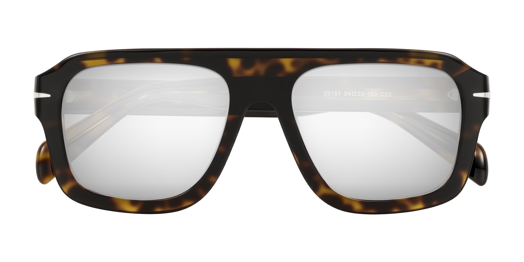 Folded Front of Petenwell in Dark Tortoise with Silver Mirrored Lenses