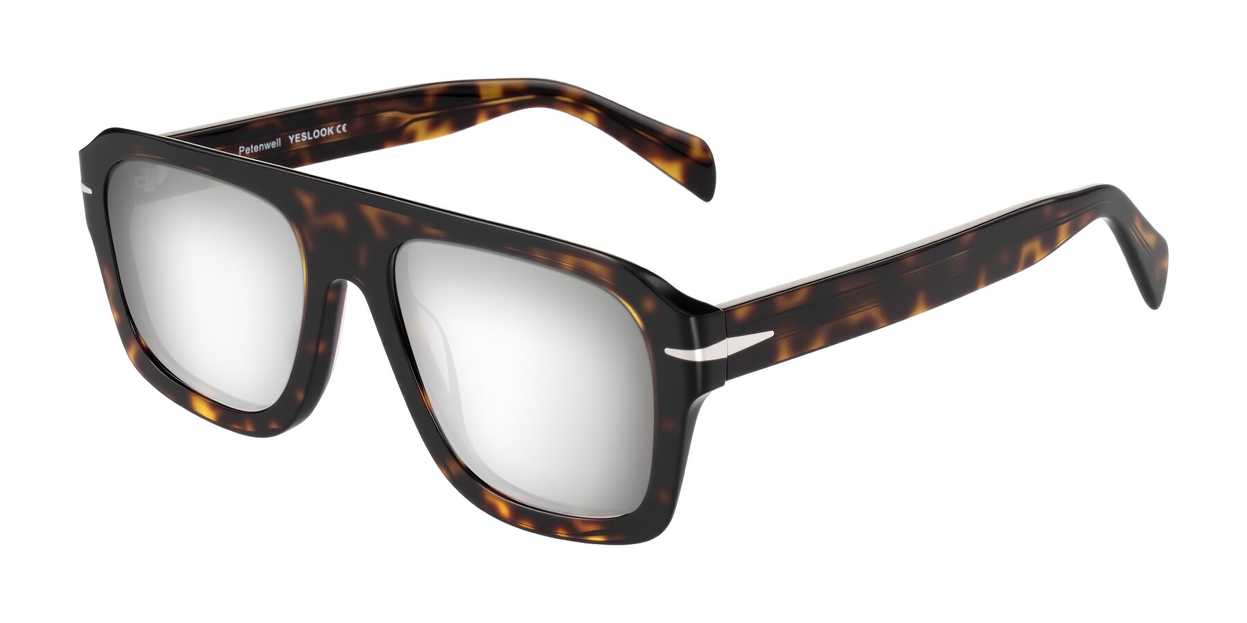 Angle of Petenwell in Dark Tortoise with Silver Mirrored Lenses