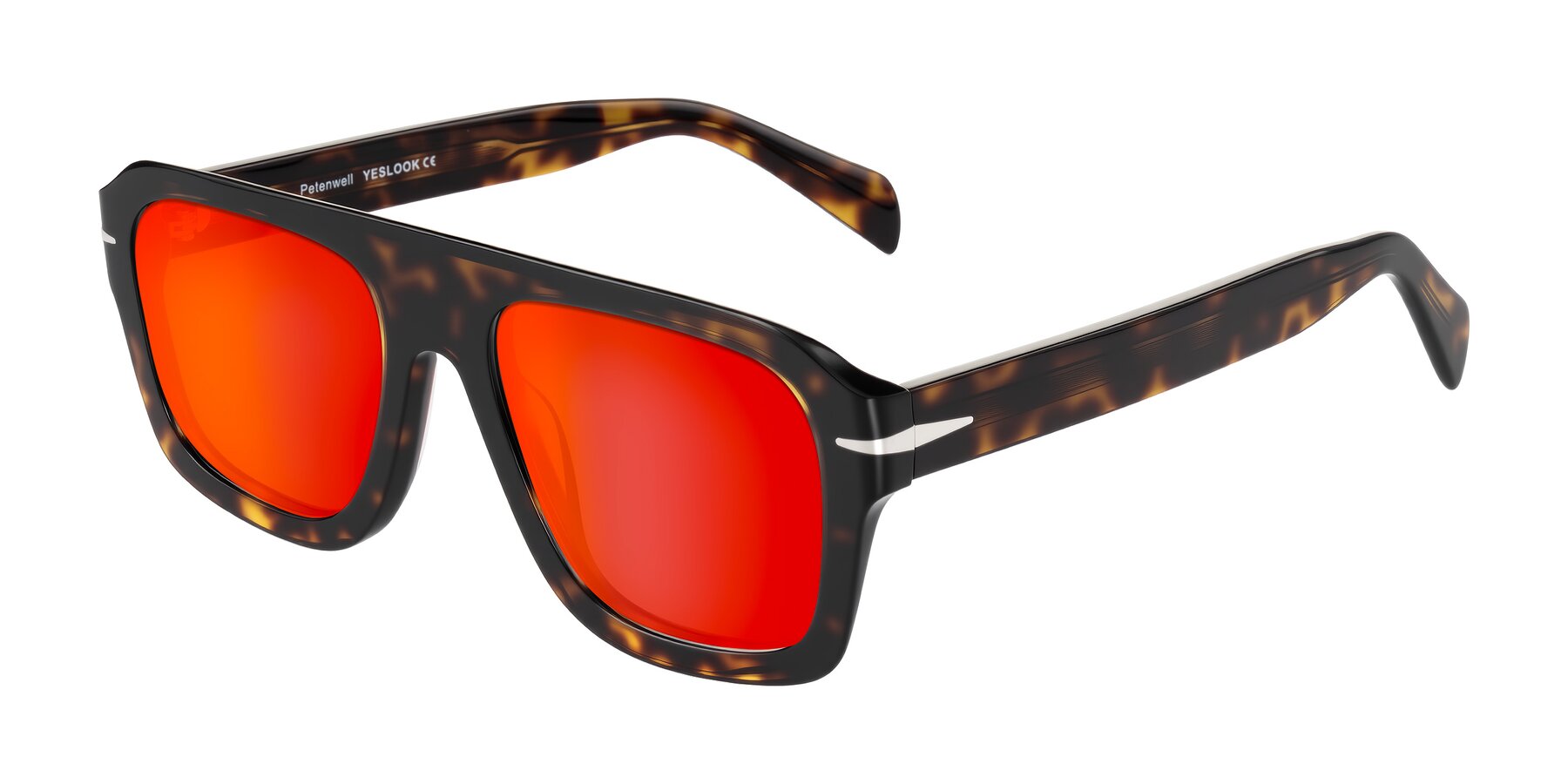 Angle of Petenwell in Dark Tortoise with Red Gold Mirrored Lenses