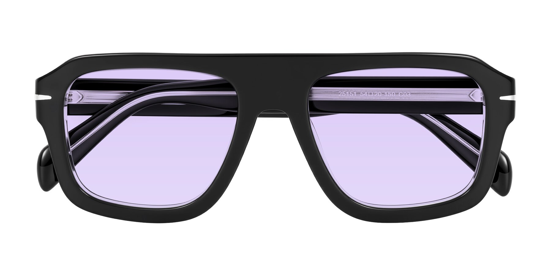Folded Front of Petenwell in Black/Clear with Light Purple Tinted Lenses