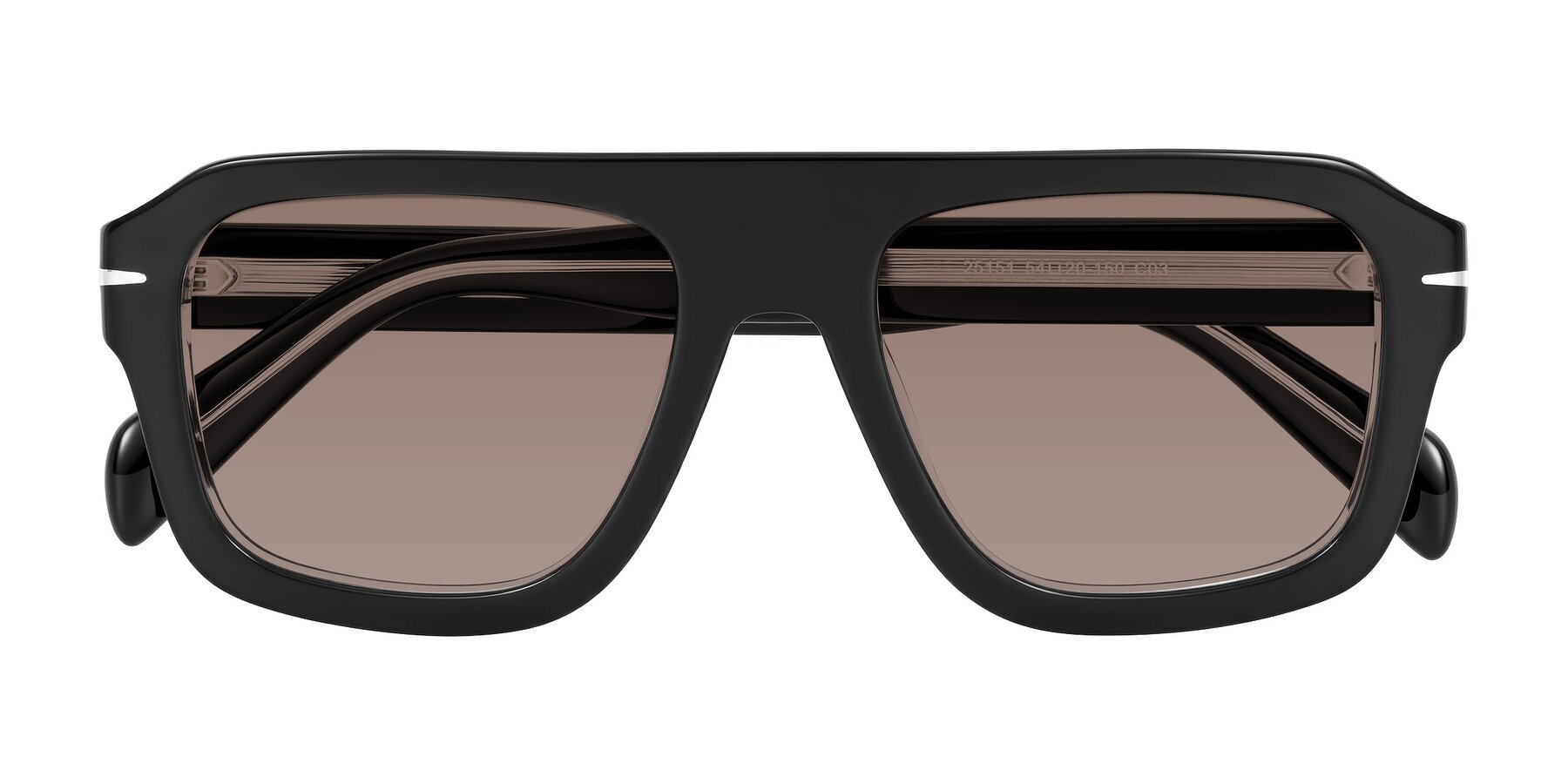 Folded Front of Petenwell in Black/Clear with Medium Brown Tinted Lenses