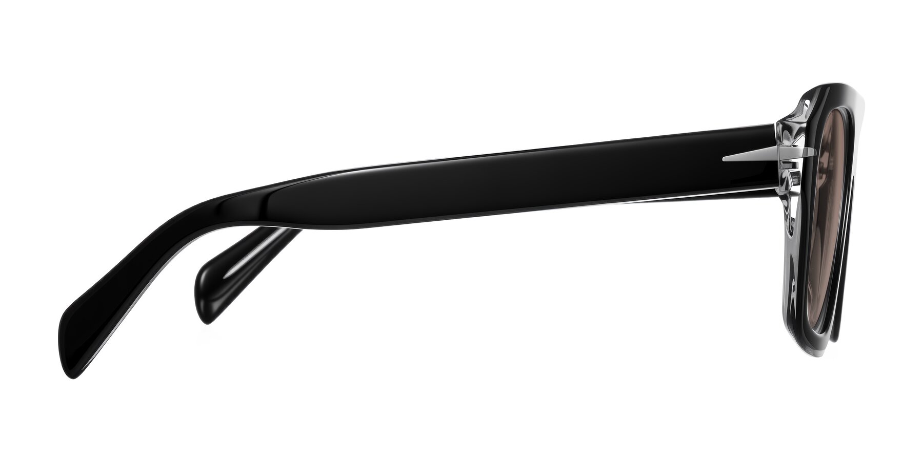 Side of Petenwell in Black/Clear with Medium Brown Tinted Lenses