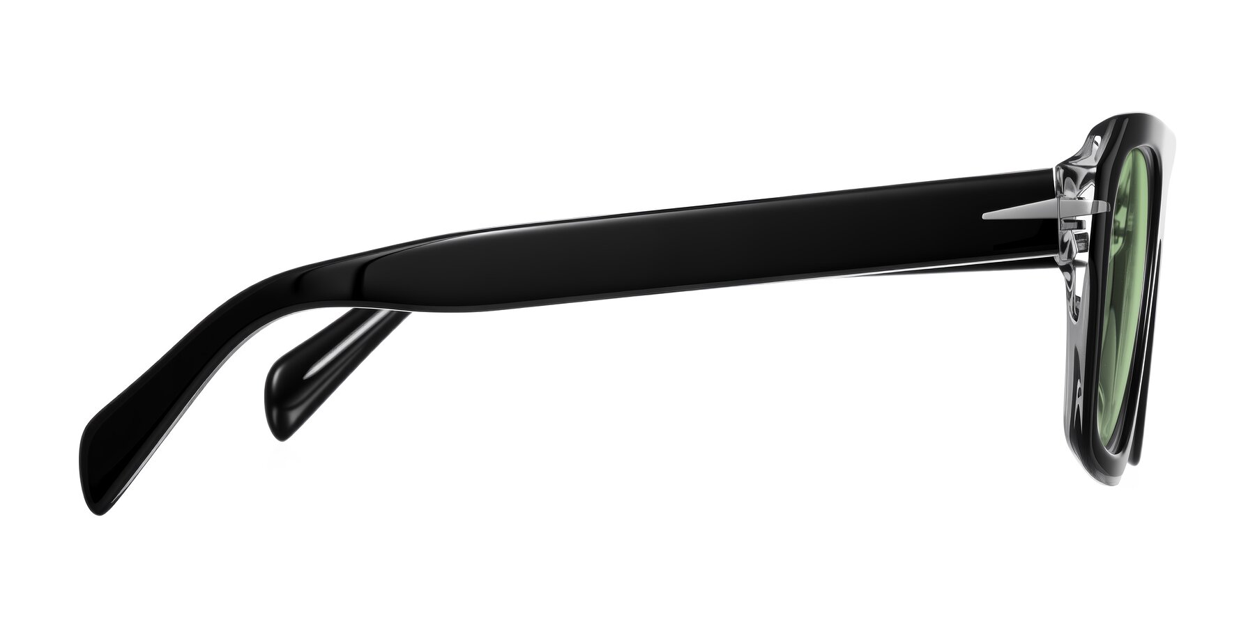 Side of Petenwell in Black/Clear with Medium Green Tinted Lenses