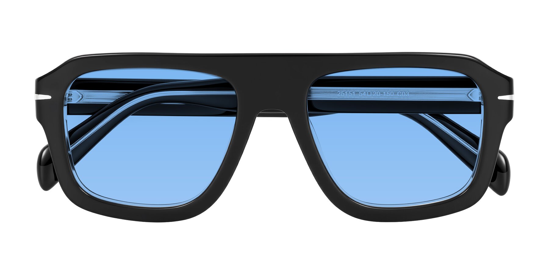 Folded Front of Petenwell in Black/Clear with Medium Blue Tinted Lenses