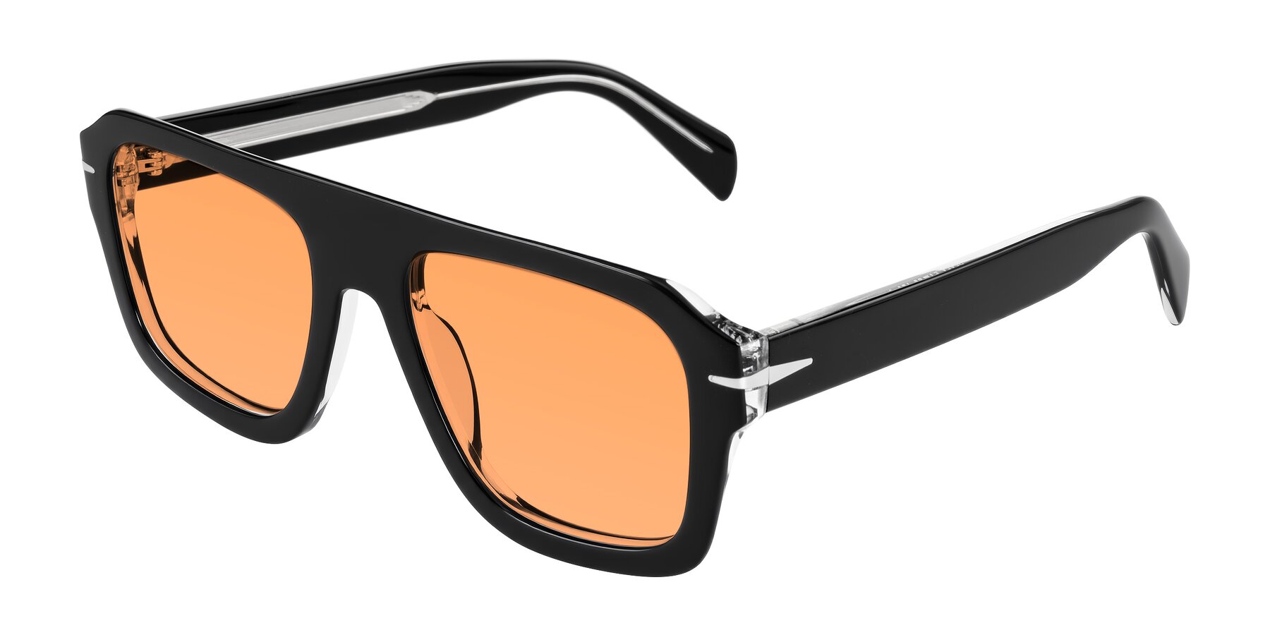 Angle of Petenwell in Black/Clear with Medium Orange Tinted Lenses