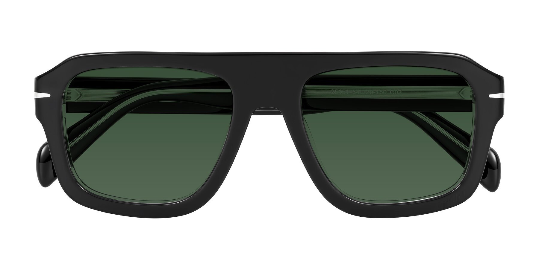 Folded Front of Petenwell in Black/Clear with Green Tinted Lenses