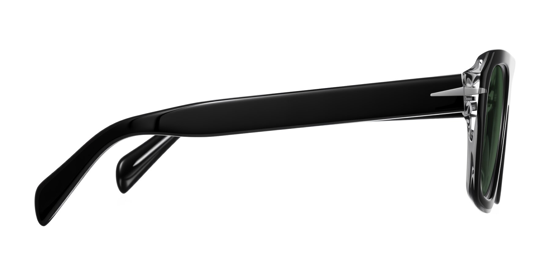 Side of Petenwell in Black/Clear with Green Tinted Lenses
