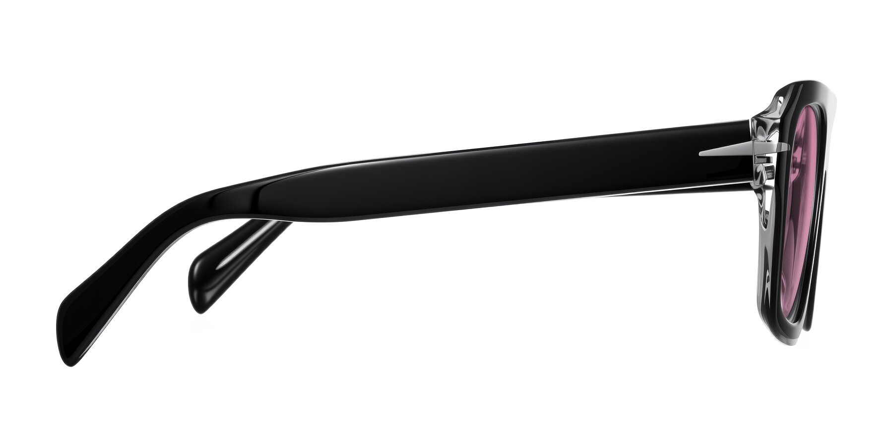 Side of Petenwell in Black/Clear with Medium Wine Tinted Lenses