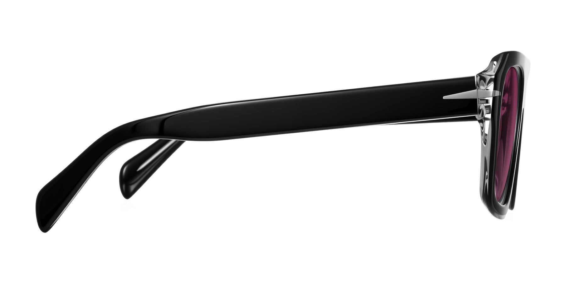 Side of Petenwell in Black/Clear with Wine Tinted Lenses