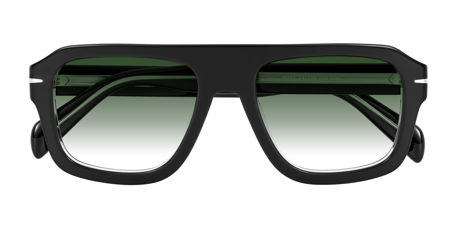 Folded Front of Petenwell in Black/Clear with Green Gradient Lenses
