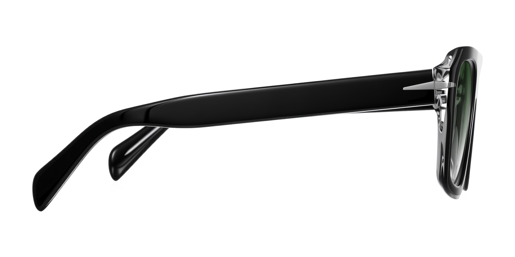 Side of Petenwell in Black/Clear with Green Gradient Lenses