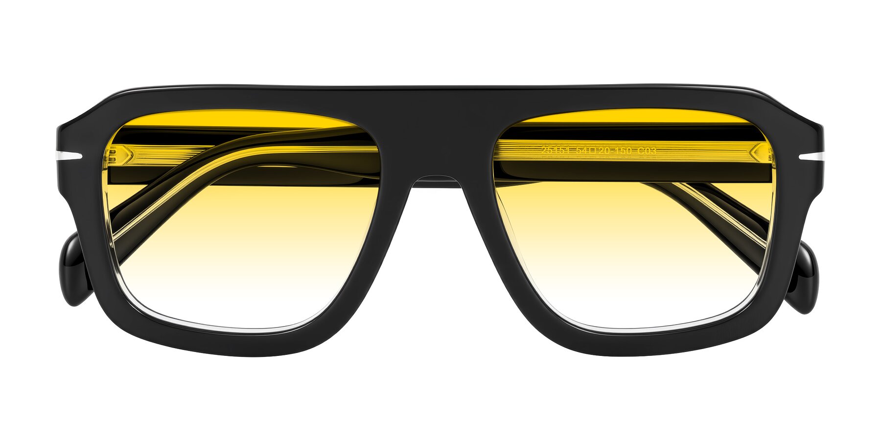 Folded Front of Petenwell in Black/Clear with Yellow Gradient Lenses