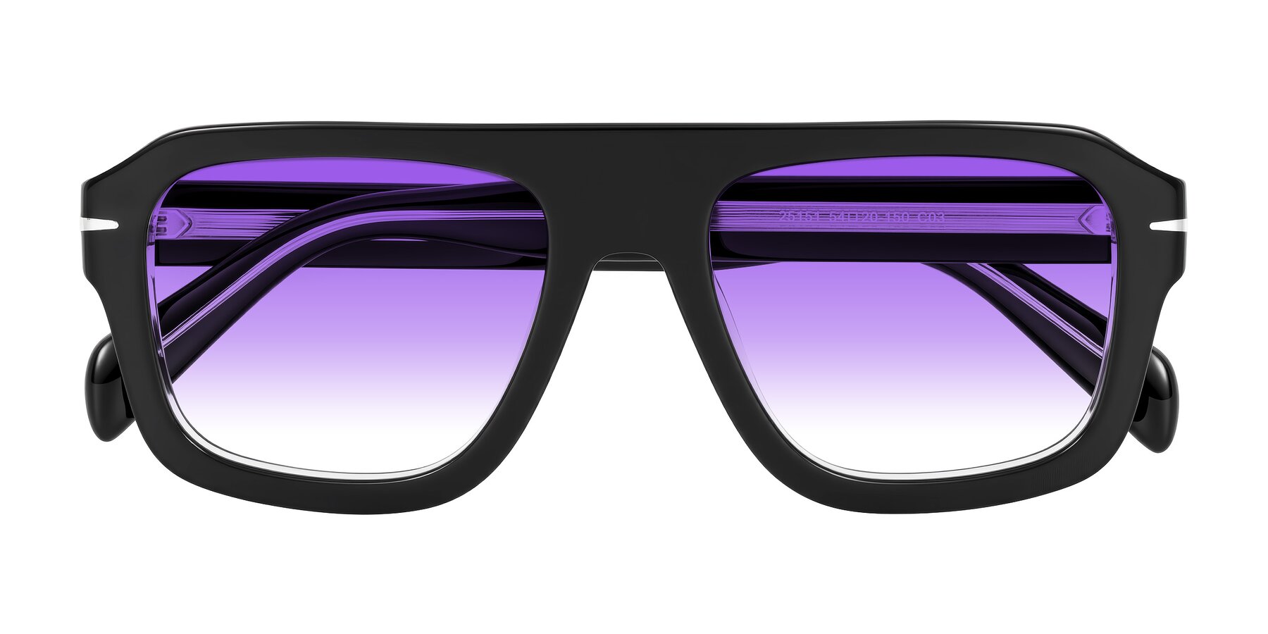 Folded Front of Petenwell in Black/Clear with Purple Gradient Lenses