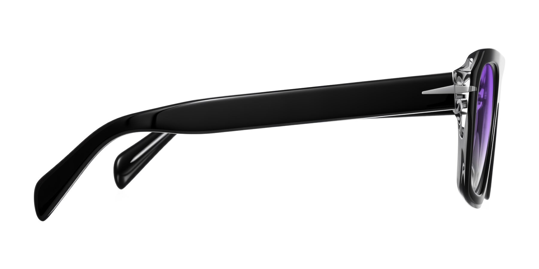 Side of Petenwell in Black/Clear with Purple Gradient Lenses