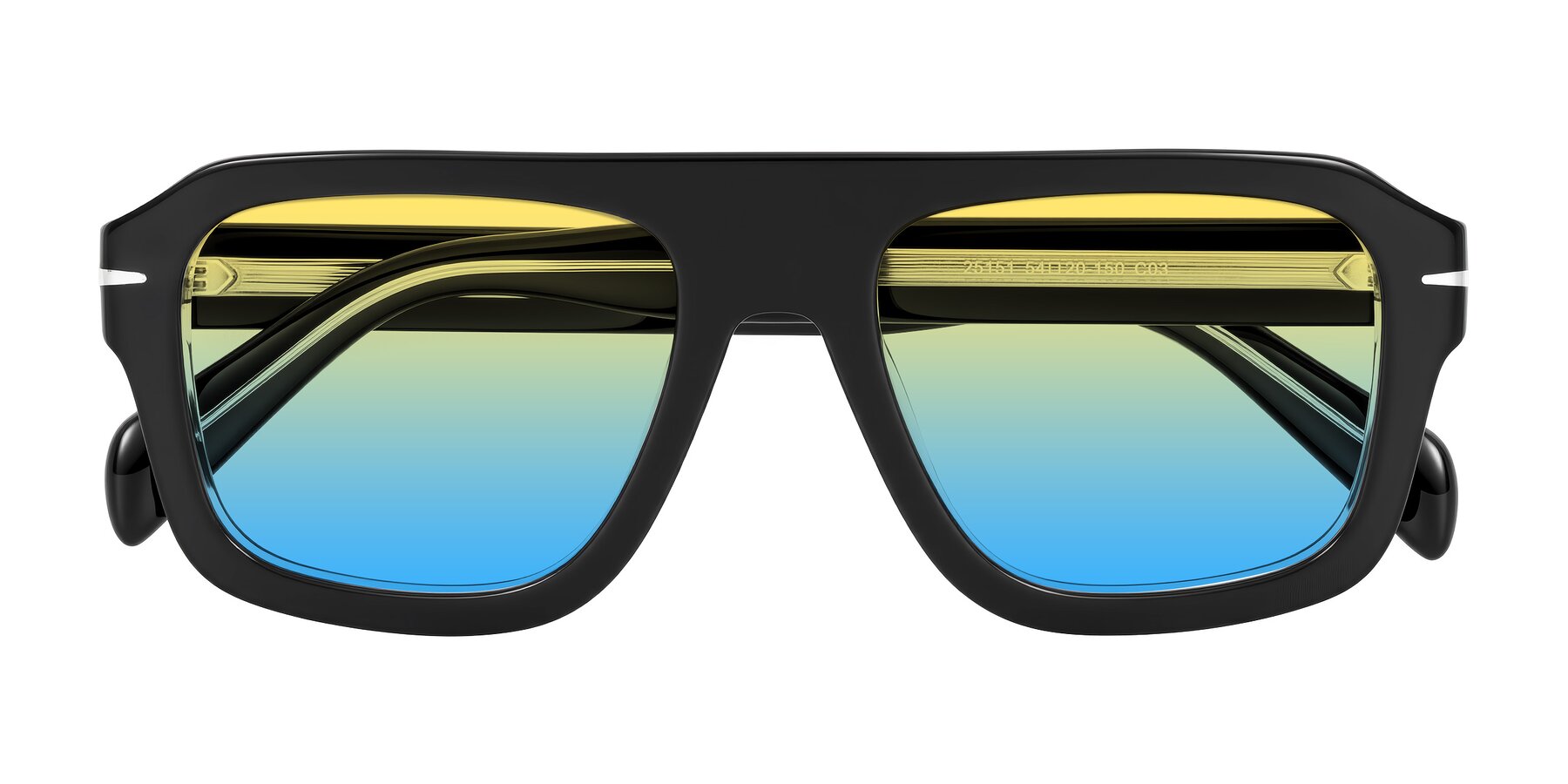 Folded Front of Petenwell in Black/Clear with Yellow / Blue Gradient Lenses