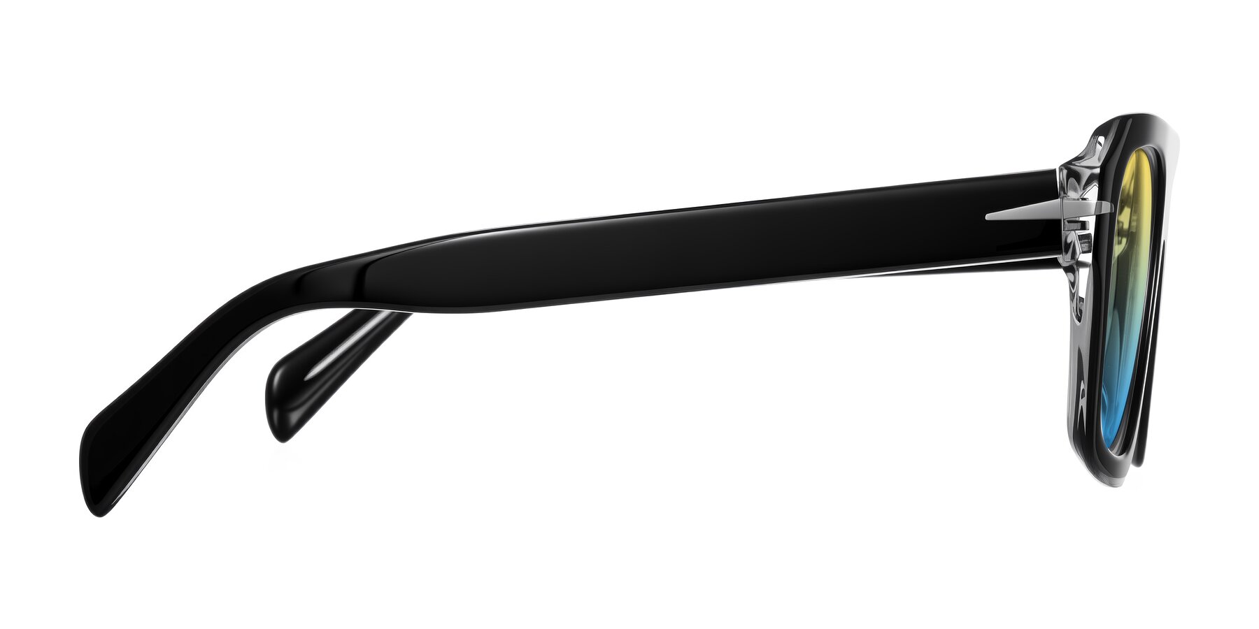 Side of Petenwell in Black/Clear with Yellow / Blue Gradient Lenses