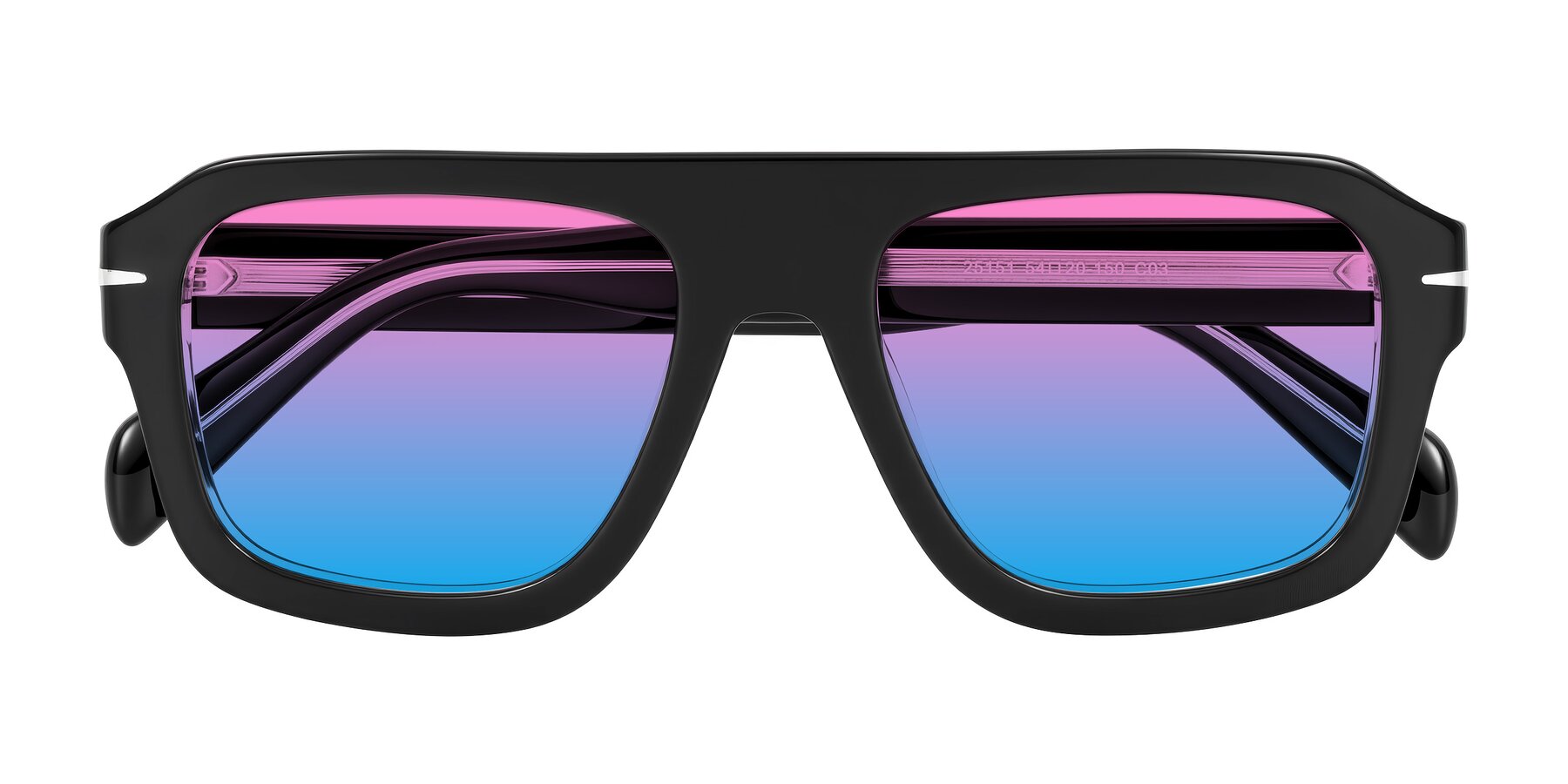 Folded Front of Petenwell in Black/Clear with Pink / Blue Gradient Lenses
