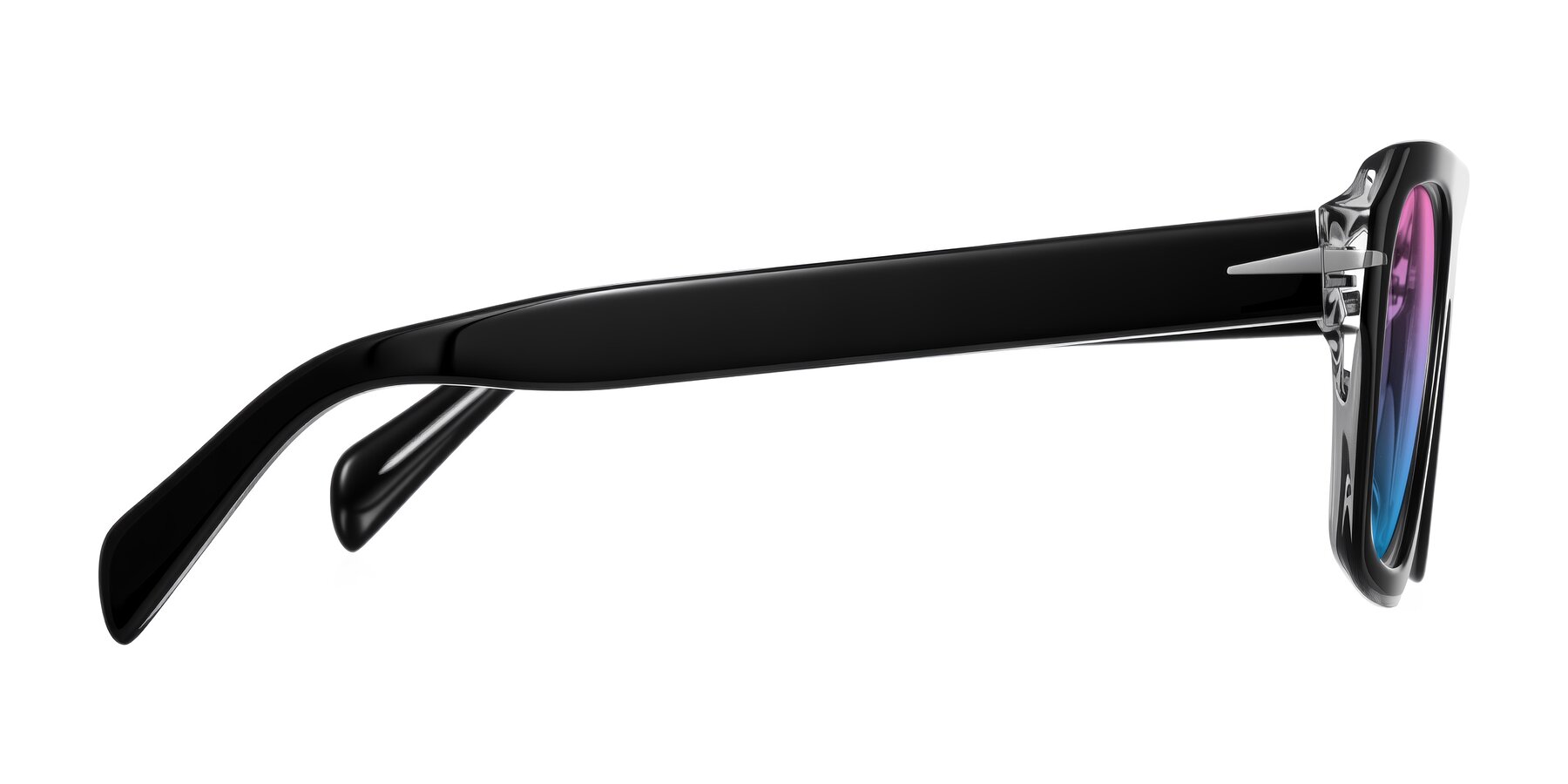 Side of Petenwell in Black/Clear with Pink / Blue Gradient Lenses