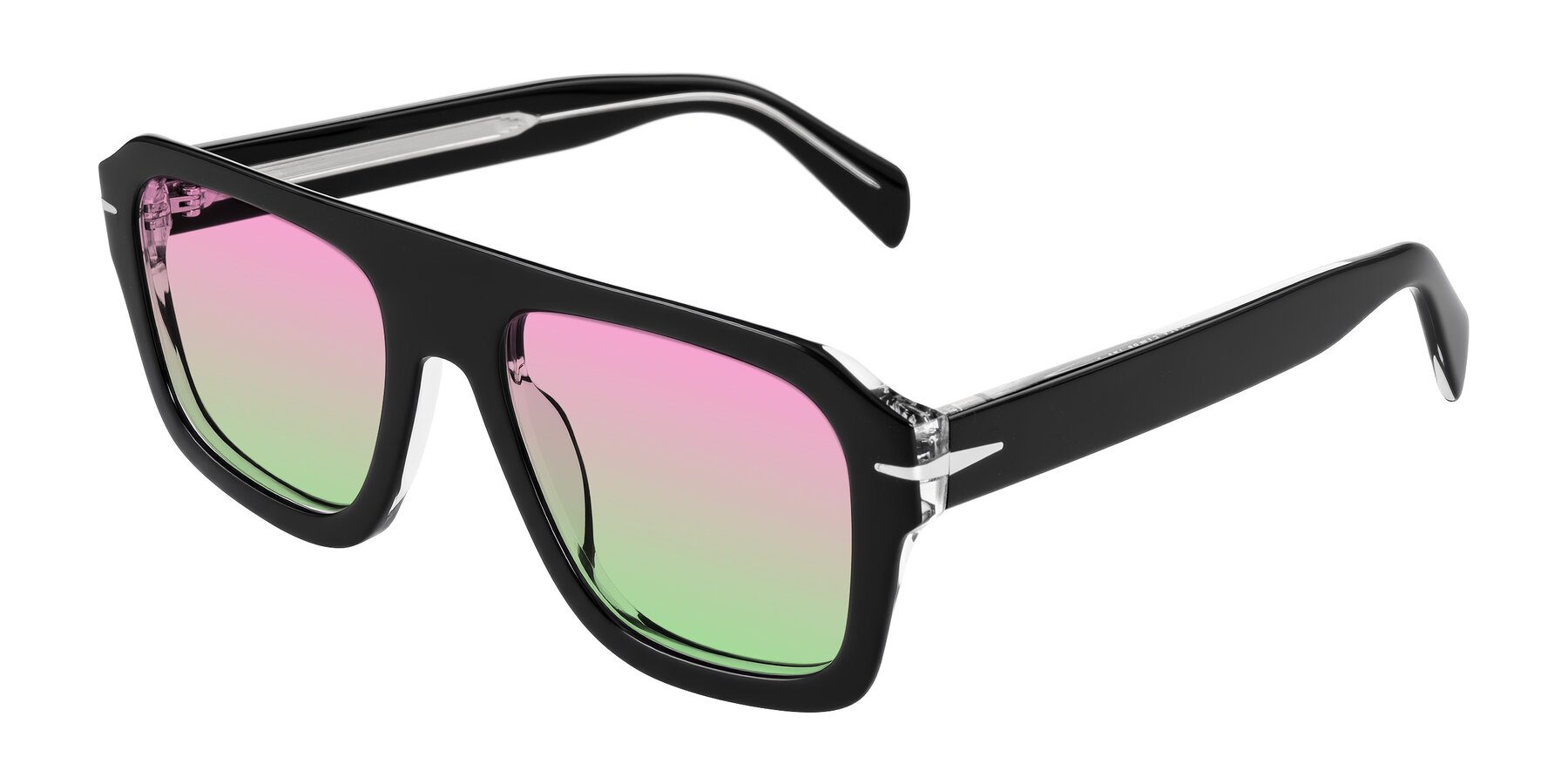Angle of Petenwell in Black/Clear with Pink / Green Gradient Lenses