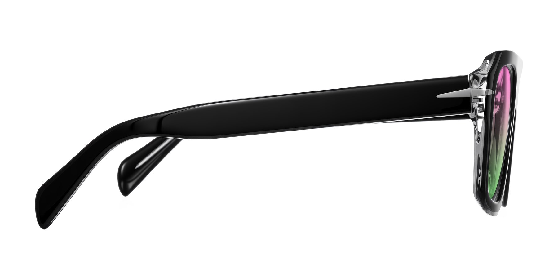 Side of Petenwell in Black/Clear with Pink / Green Gradient Lenses