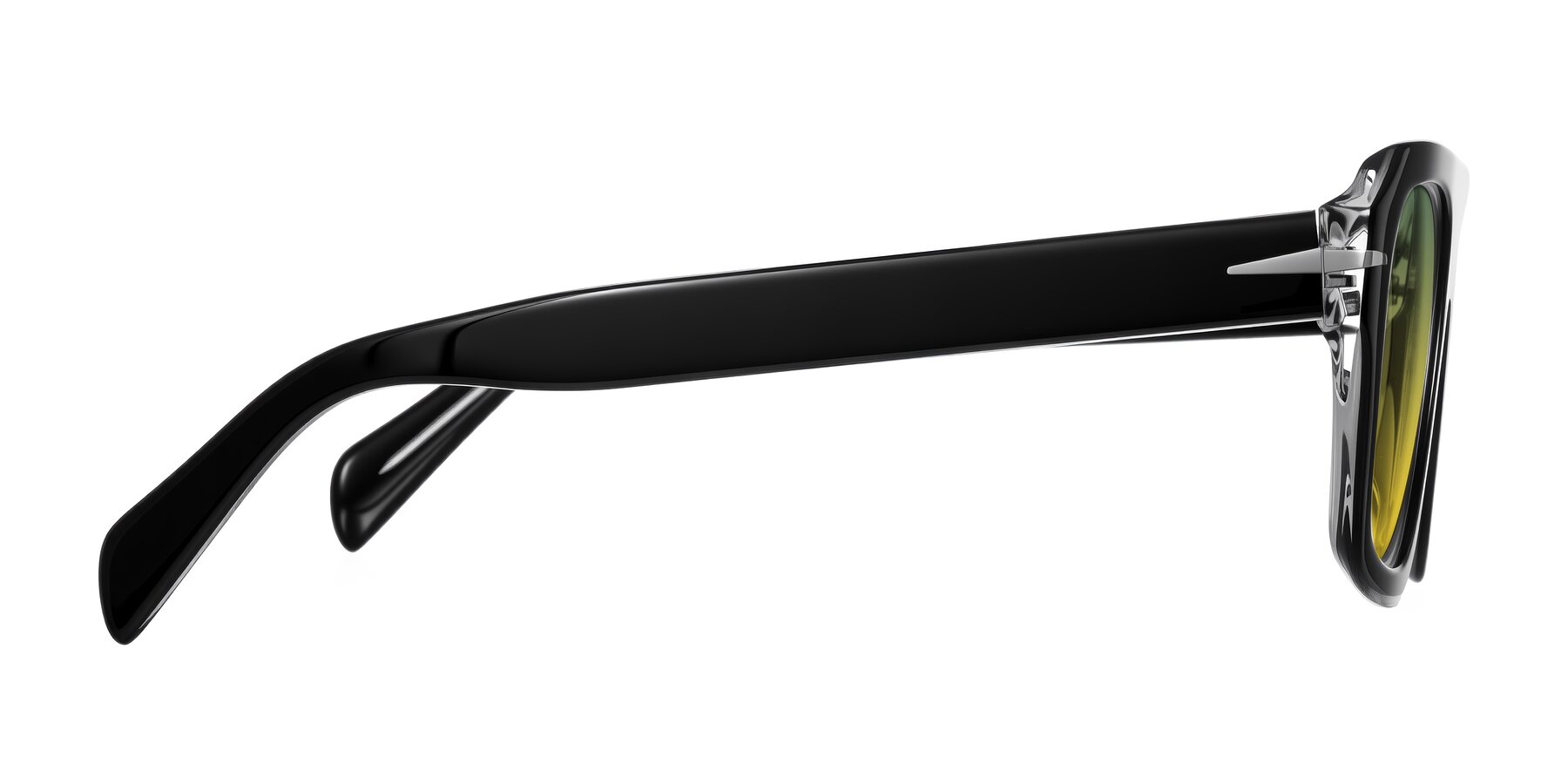 Side of Petenwell in Black/Clear with Green / Yellow Gradient Lenses