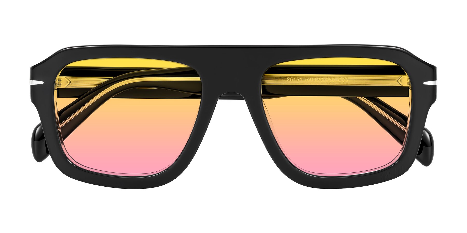 Folded Front of Petenwell in Black/Clear with Yellow / Pink Gradient Lenses