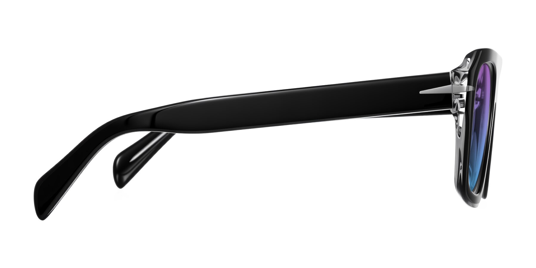 Side of Petenwell in Black/Clear with Purple / Blue Gradient Lenses