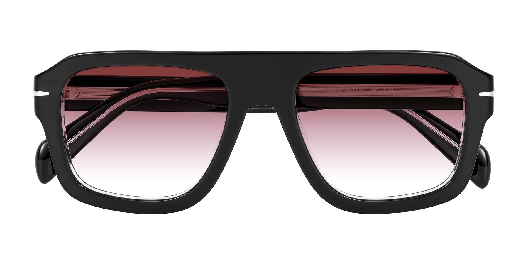 Folded Front of Petenwell in Black/Clear with Garnet Gradient Lenses