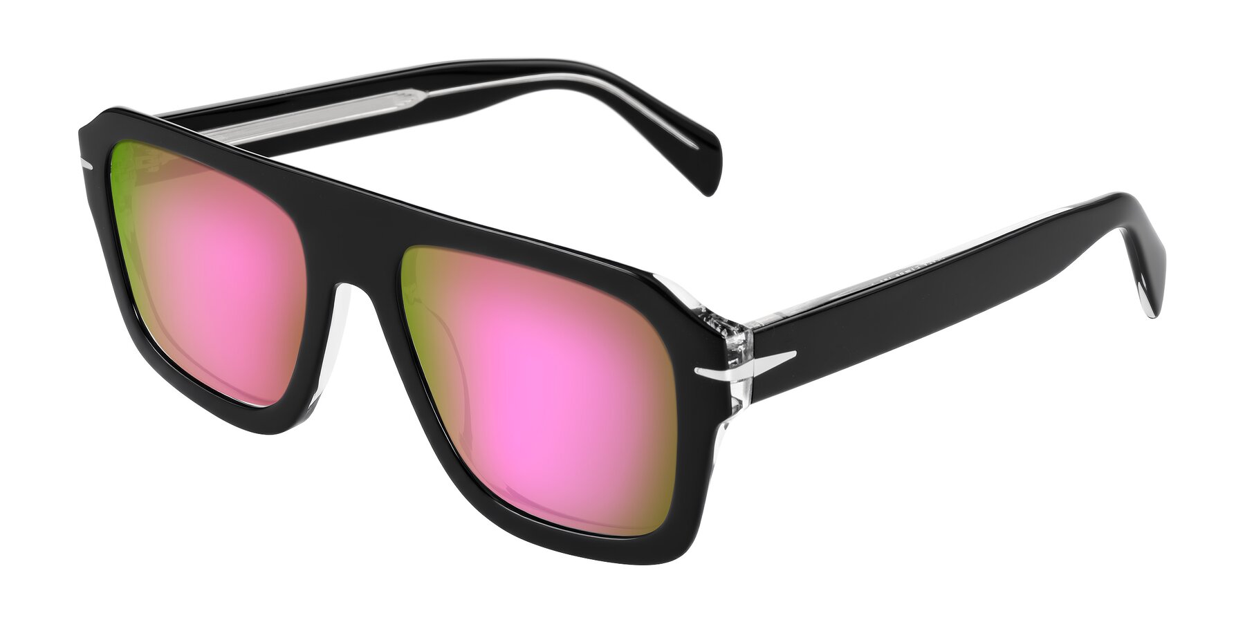 Angle of Petenwell in Black/Clear with Pink Mirrored Lenses