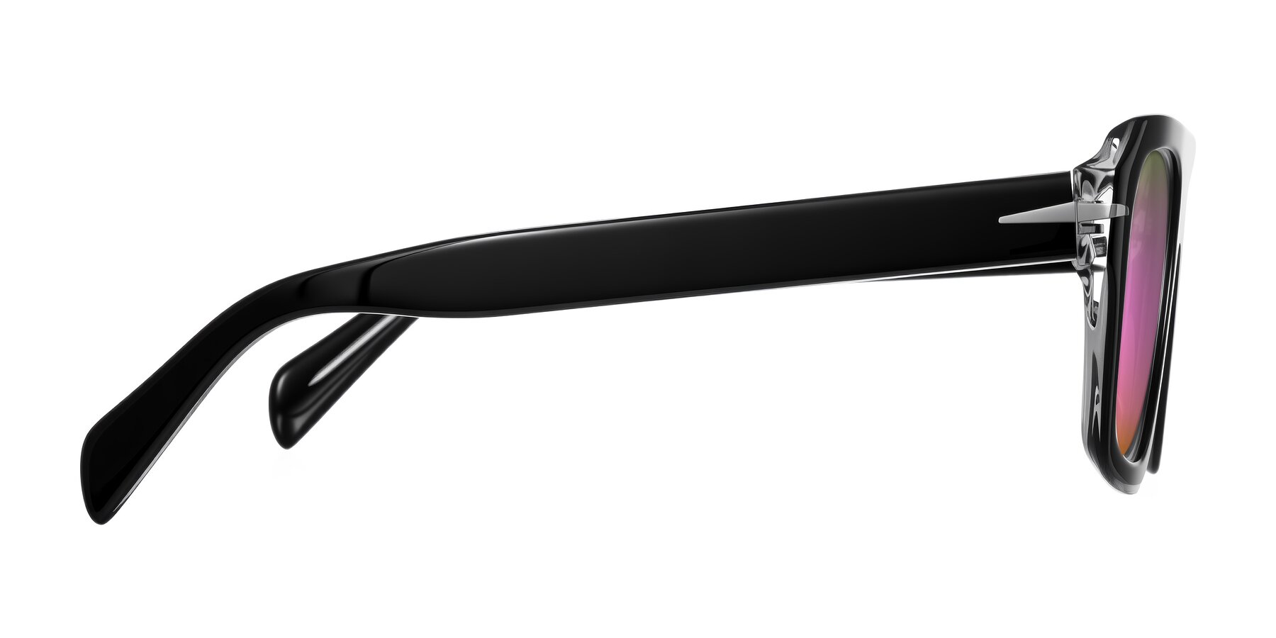 Side of Petenwell in Black/Clear with Pink Mirrored Lenses