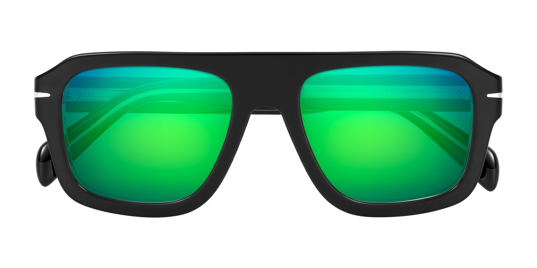 Folded Front of Petenwell in Black/Clear with Green Mirrored Lenses