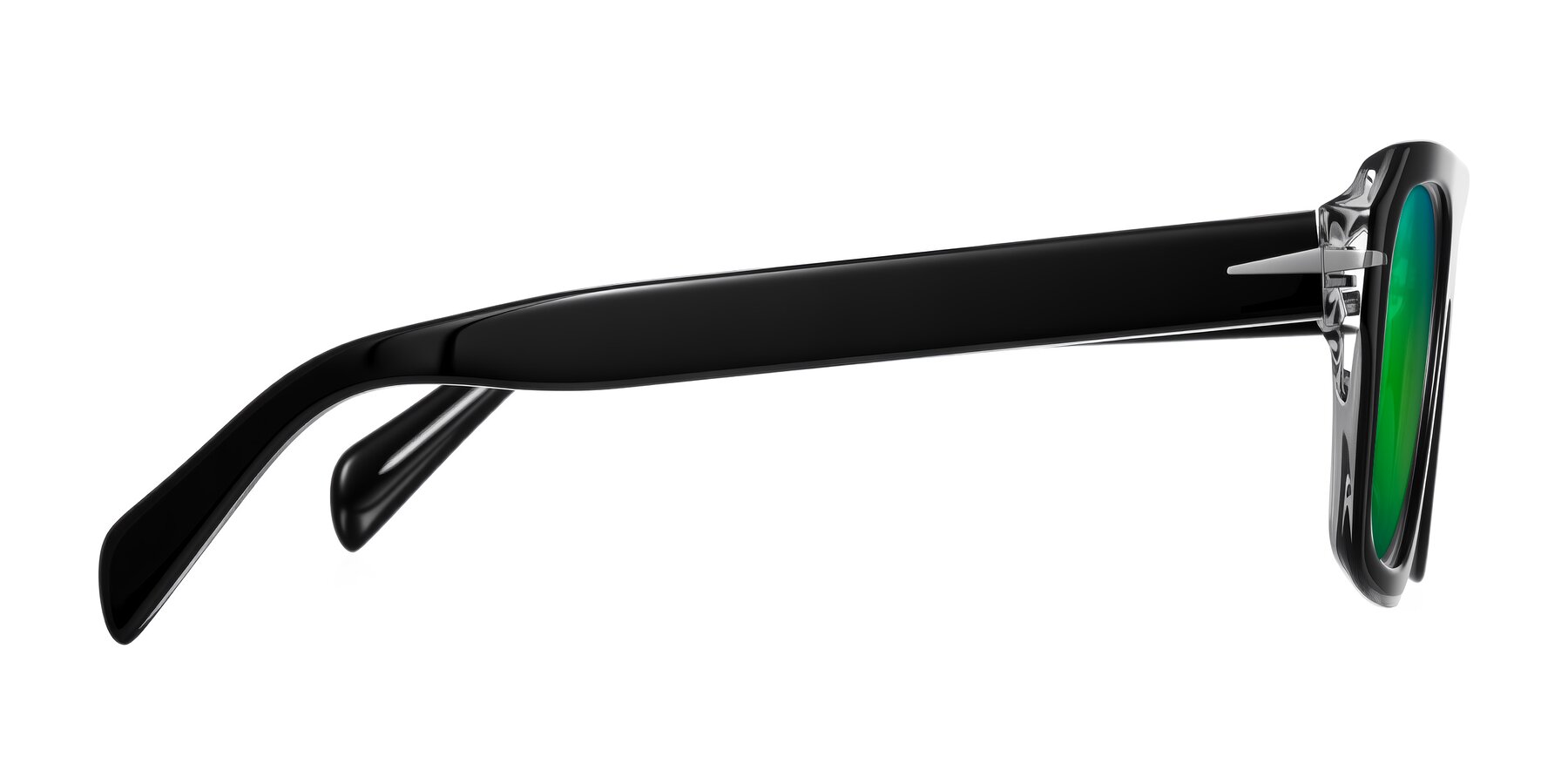 Side of Petenwell in Black/Clear with Green Mirrored Lenses