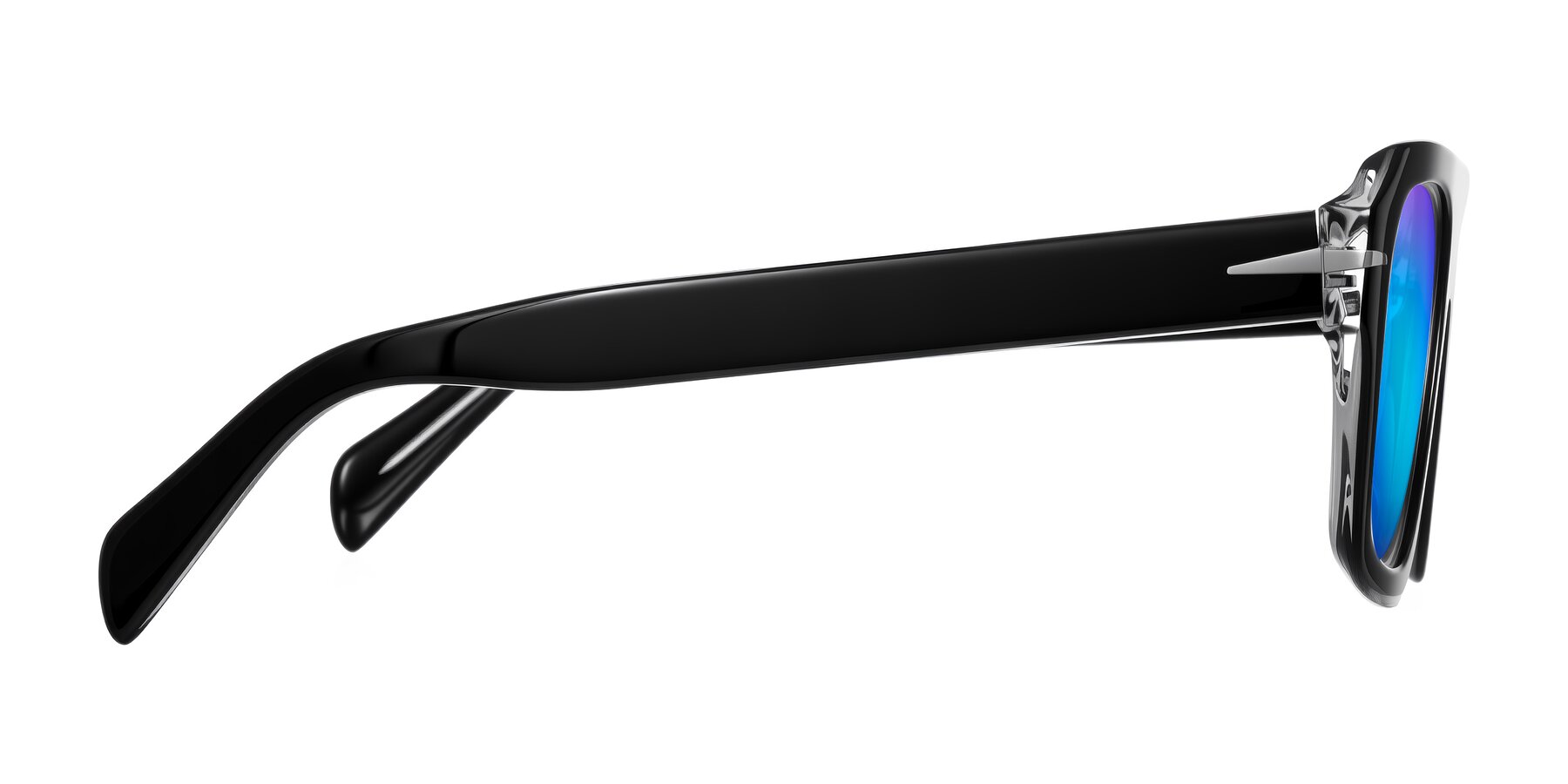 Side of Petenwell in Black/Clear with Blue Mirrored Lenses