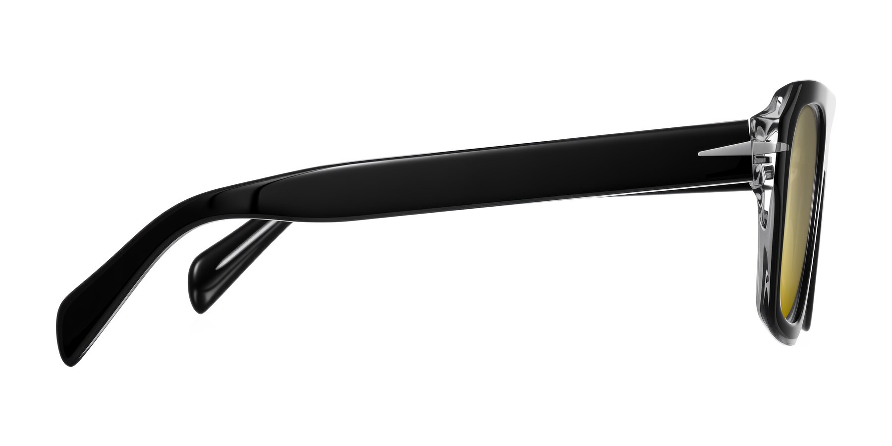 Side of Petenwell in Black/Clear with Gold Mirrored Lenses