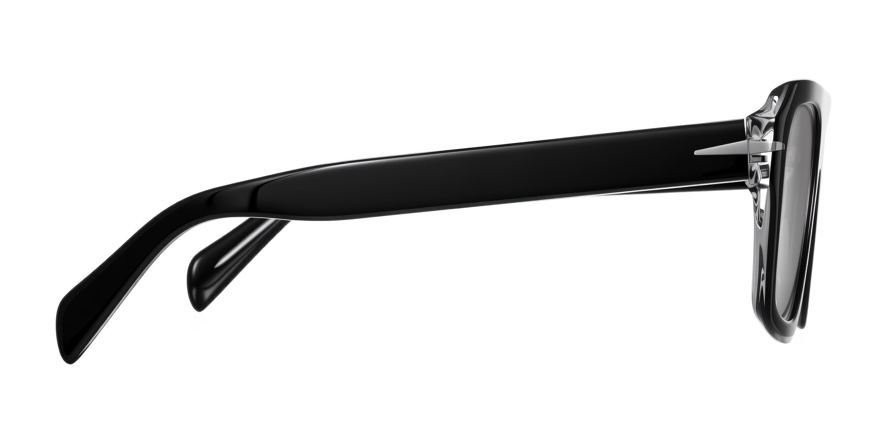 Side of Petenwell in Black/Clear with Silver Mirrored Lenses