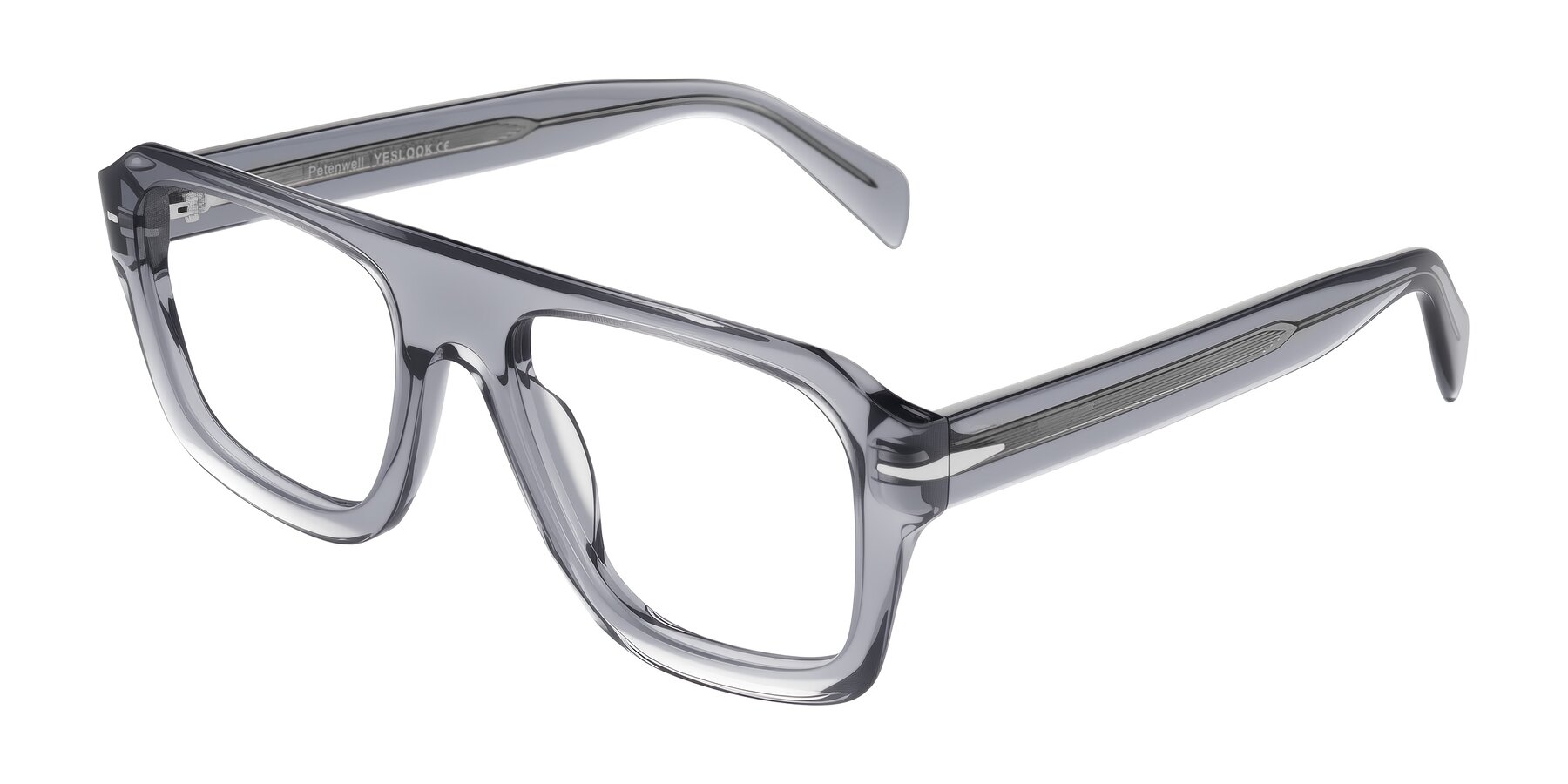 Angle of Petenwell in Transparent Gray with Clear Eyeglass Lenses