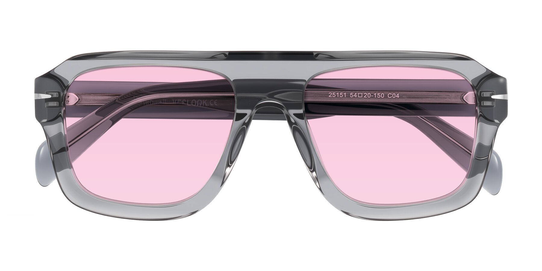 Folded Front of Petenwell in Transparent Gray with Light Pink Tinted Lenses