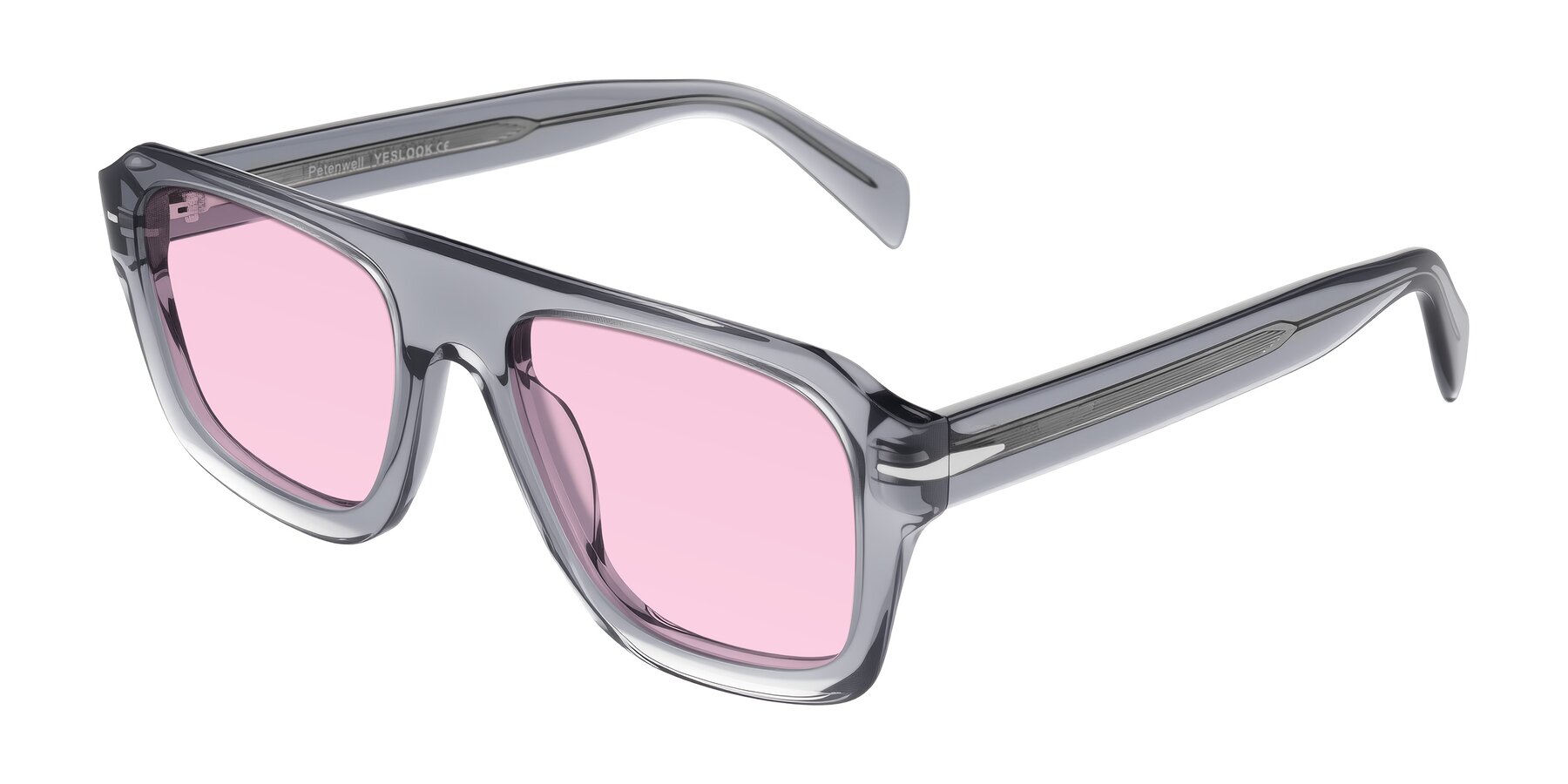 Angle of Petenwell in Transparent Gray with Light Pink Tinted Lenses