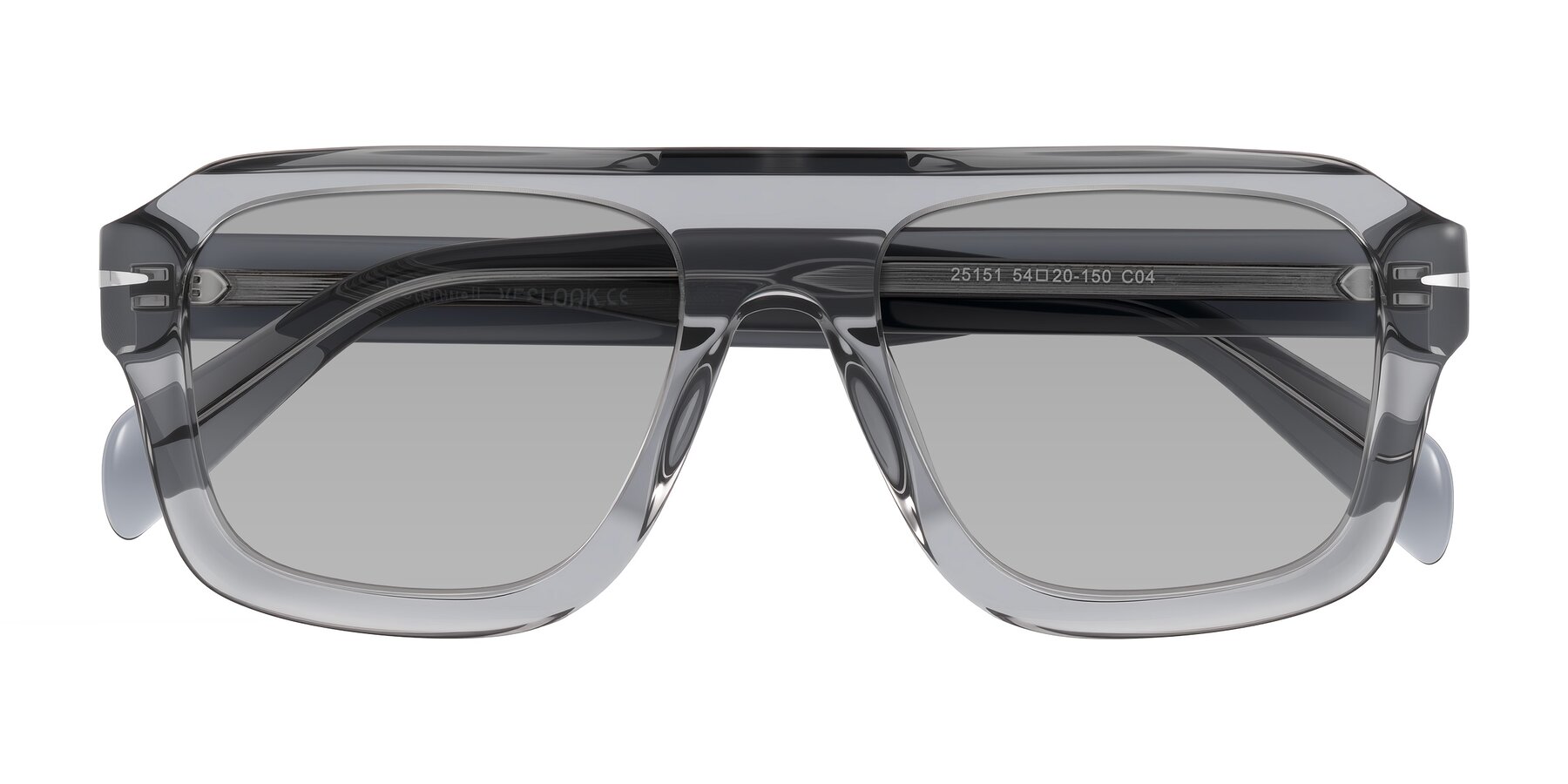 Folded Front of Petenwell in Transparent Gray with Light Gray Tinted Lenses
