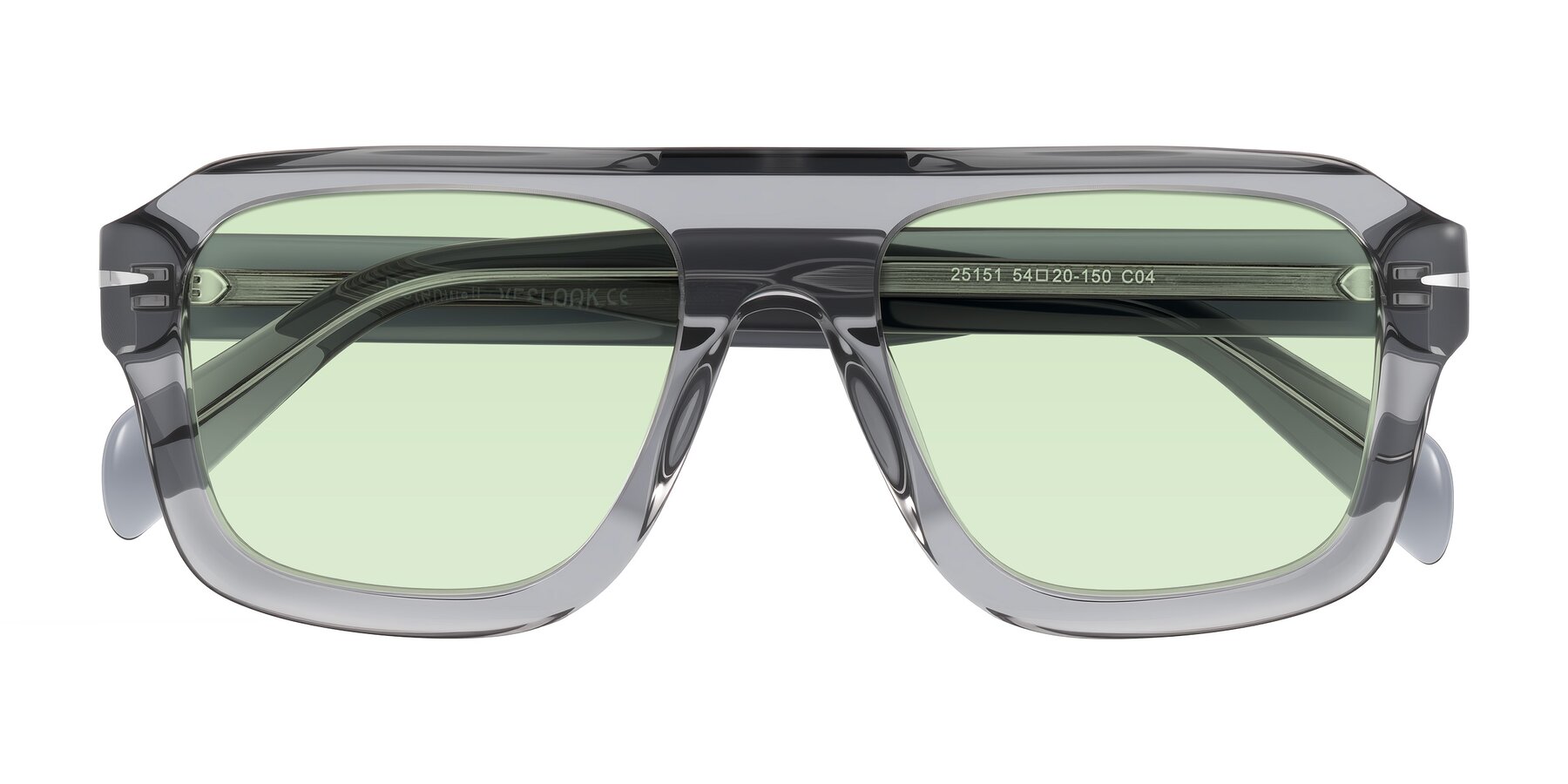 Folded Front of Petenwell in Transparent Gray with Light Green Tinted Lenses
