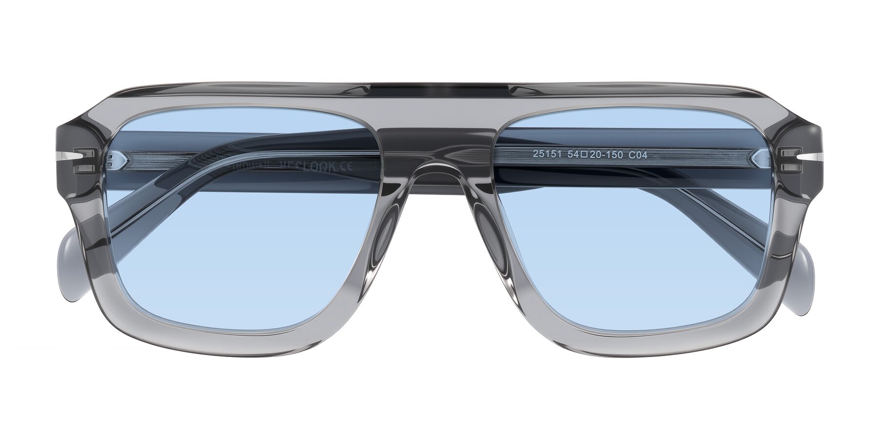 Folded Front of Petenwell in Transparent Gray with Light Blue Tinted Lenses