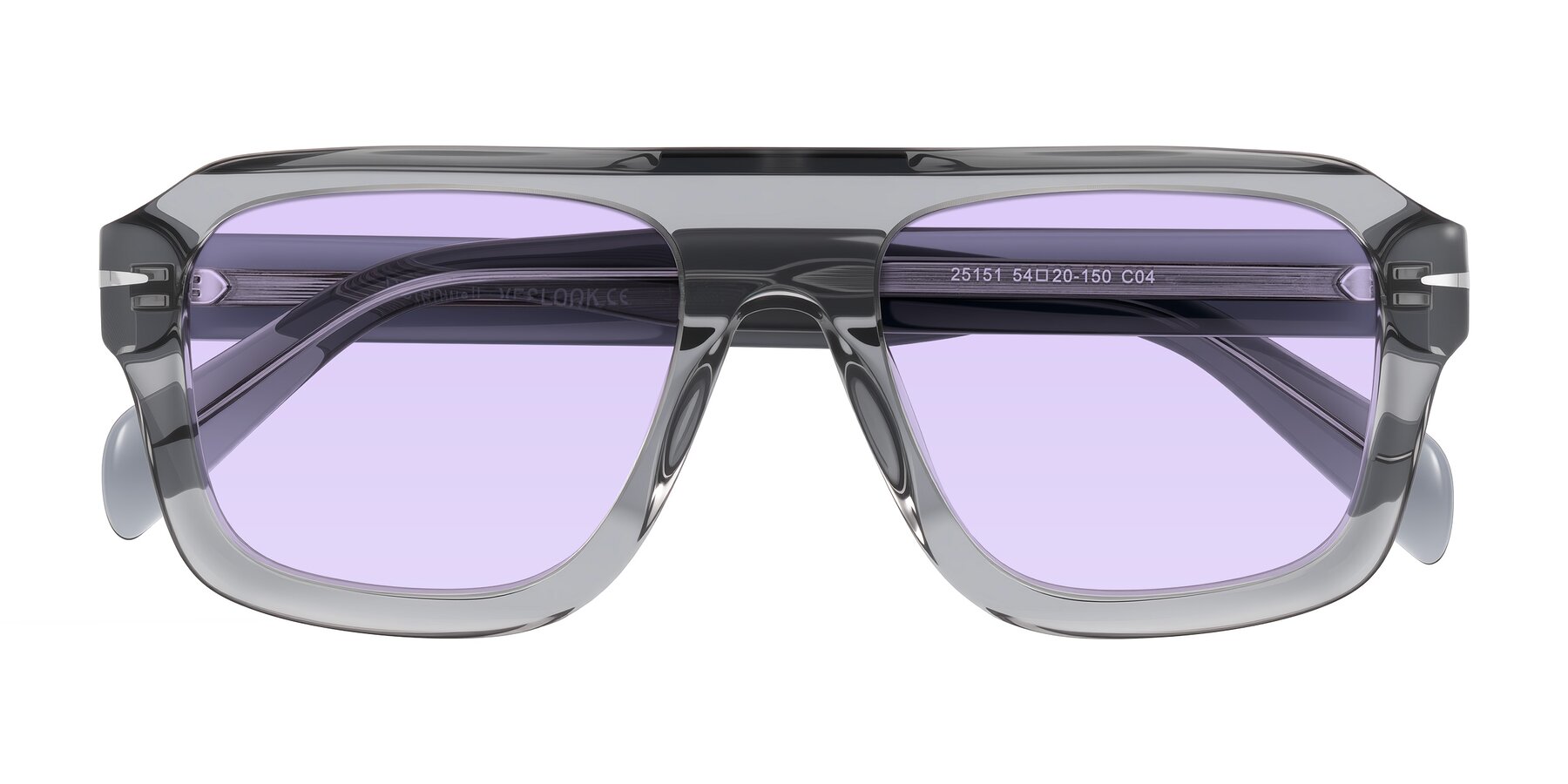 Folded Front of Petenwell in Transparent Gray with Light Purple Tinted Lenses