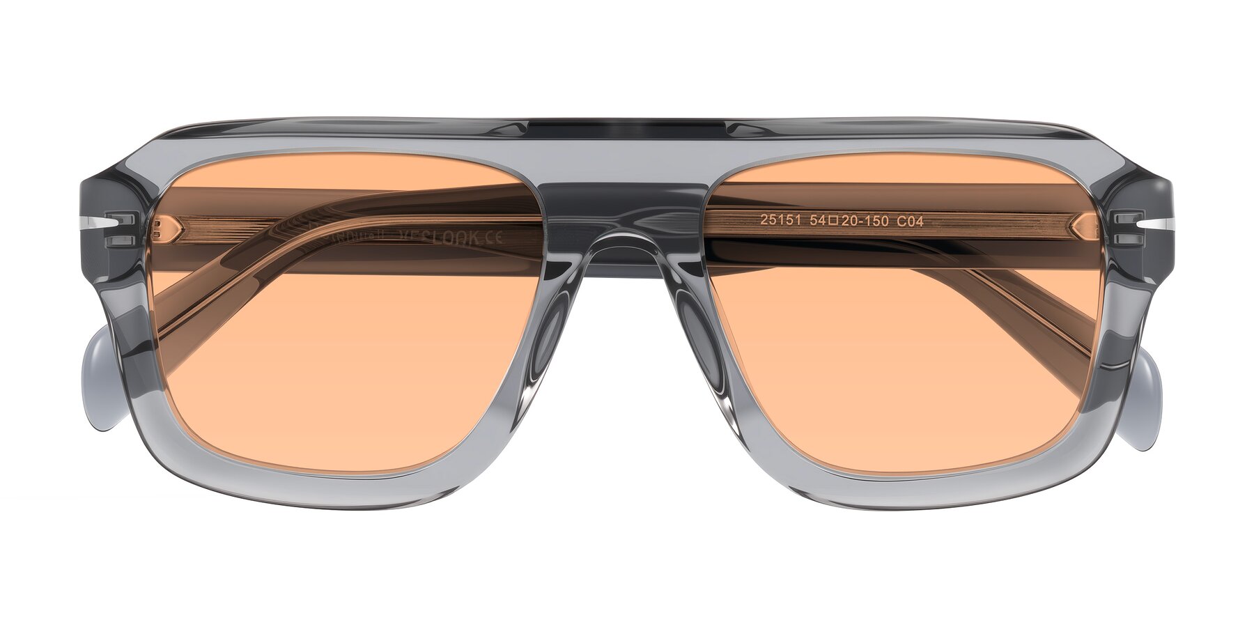 Folded Front of Petenwell in Transparent Gray with Light Orange Tinted Lenses