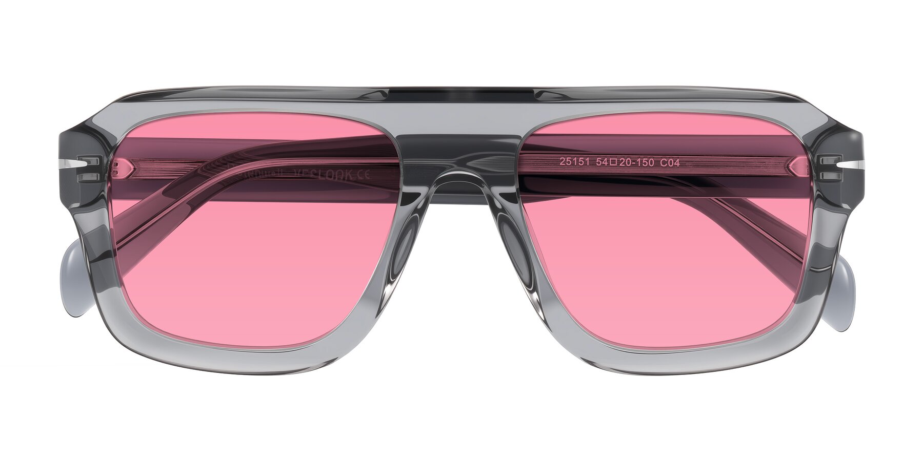 Folded Front of Petenwell in Transparent Gray with Pink Tinted Lenses