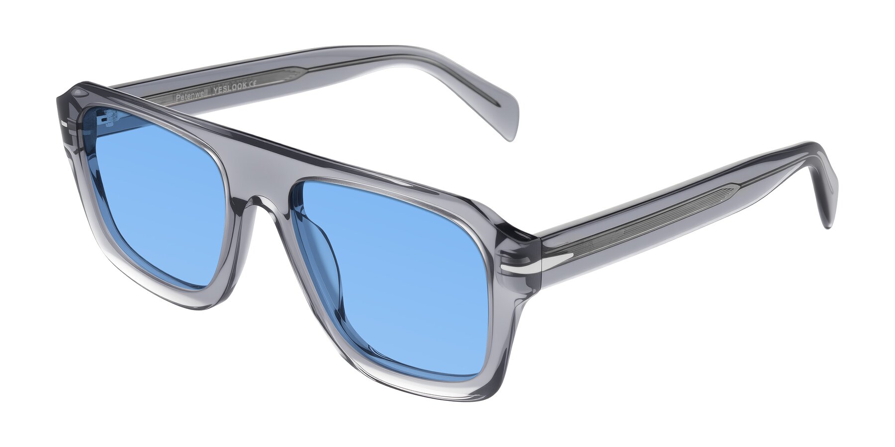Angle of Petenwell in Transparent Gray with Medium Blue Tinted Lenses