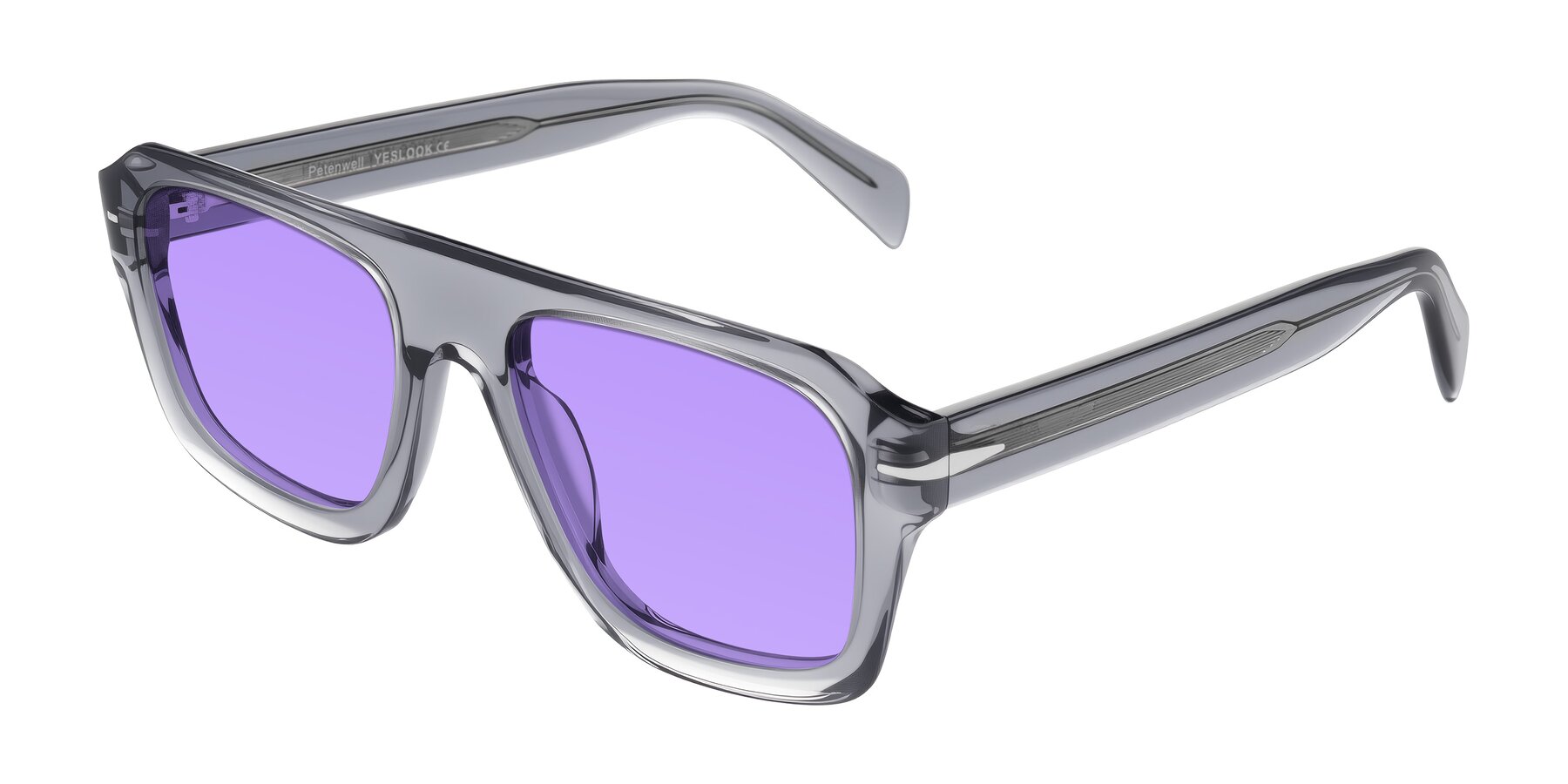 Angle of Petenwell in Transparent Gray with Medium Purple Tinted Lenses