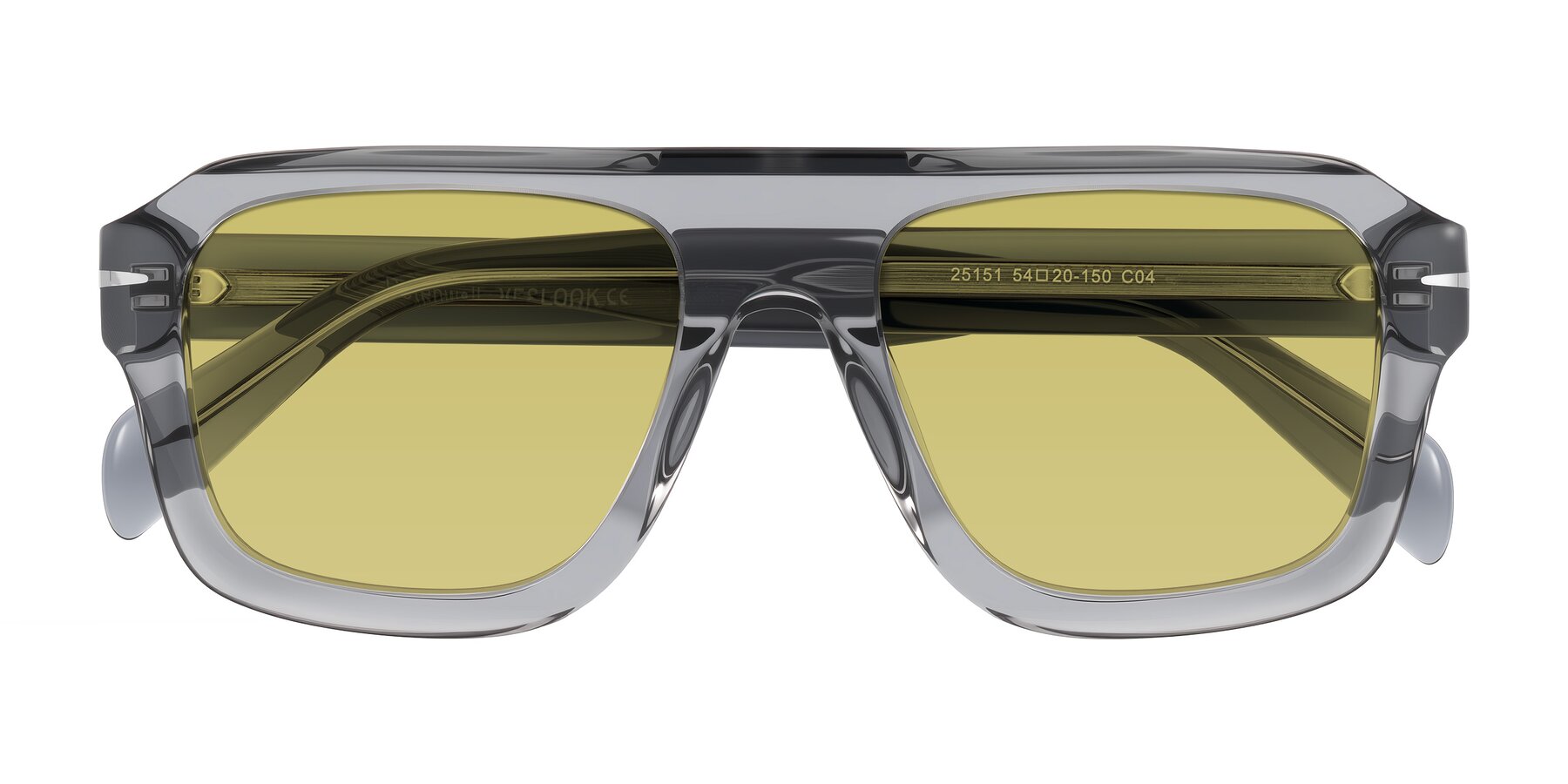 Folded Front of Petenwell in Transparent Gray with Medium Champagne Tinted Lenses